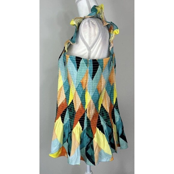 Torrid Peplum Crinkle Gauze Smocked Tank Top Multi Geo Plus Size 3X … - Picture 9 of 12